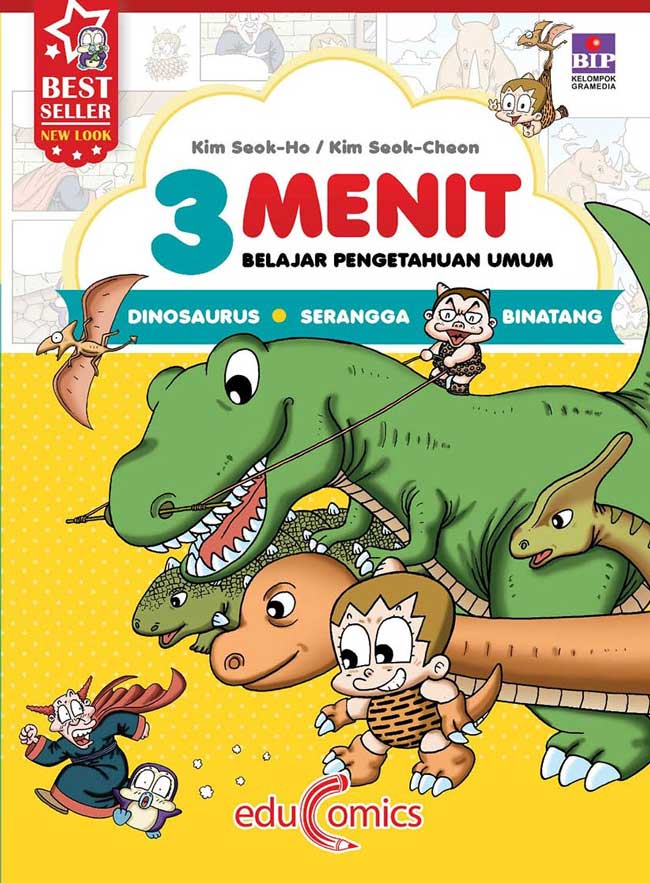 Cover 3 menit belajar ilmu pengetahuan umum dinosaurus, binatang, serangga / Kim Seok-ho