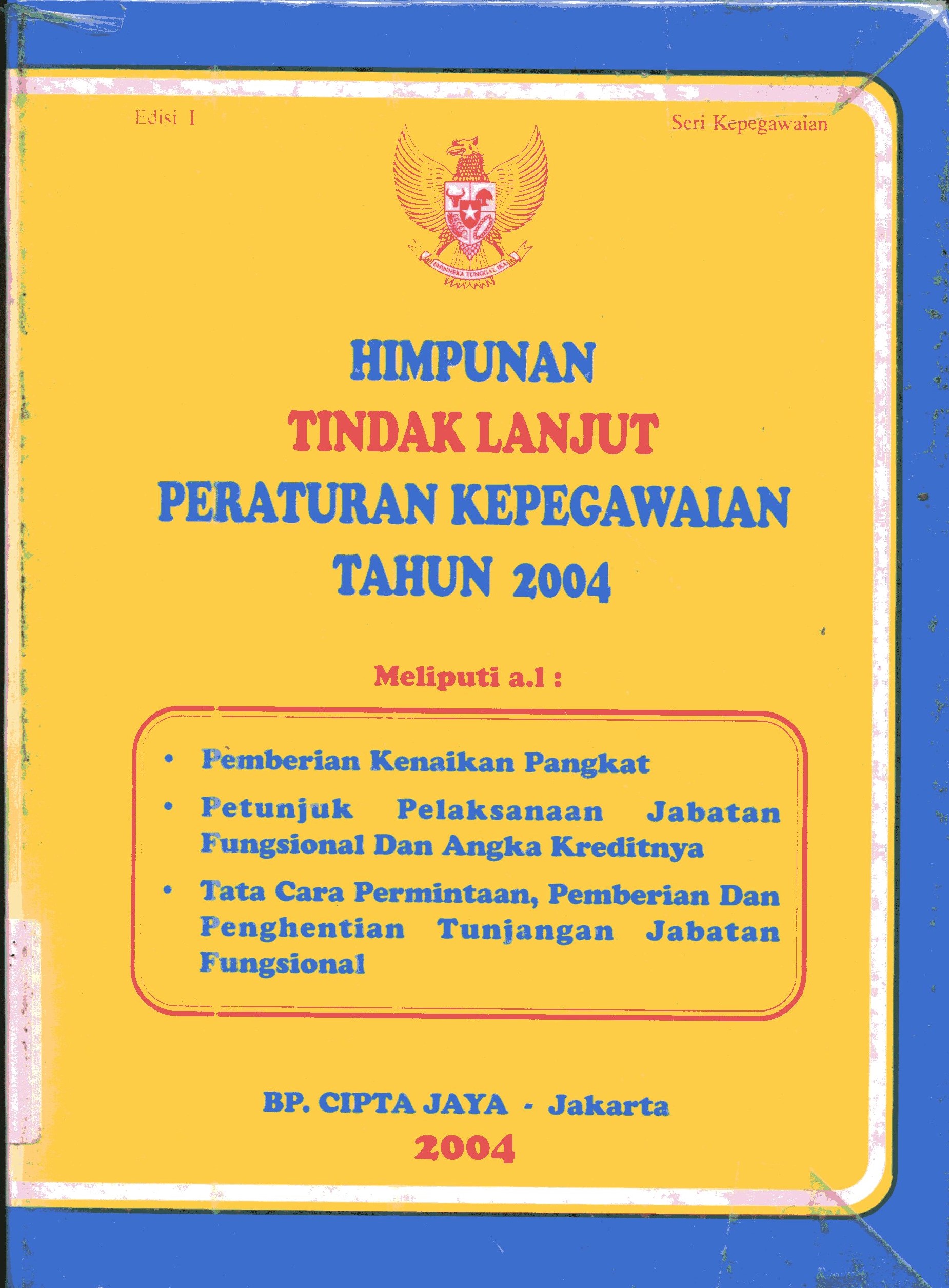 Cover Himpunan Tindak Lanjut peraturan kepegawaian tahun 2004