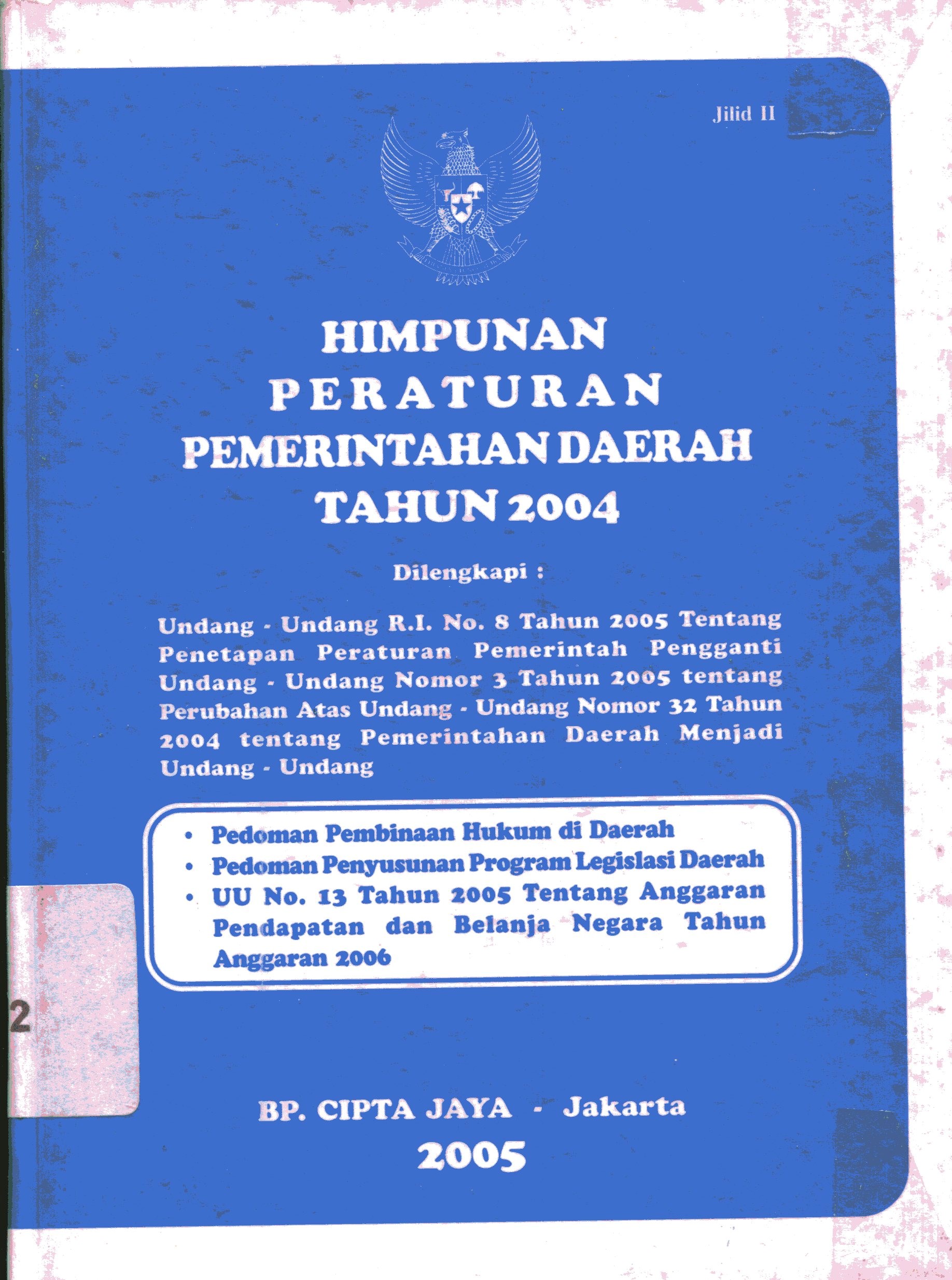 Cover Himpunan peraturan pemerintahan daerah Tahun 2004  jilid 2