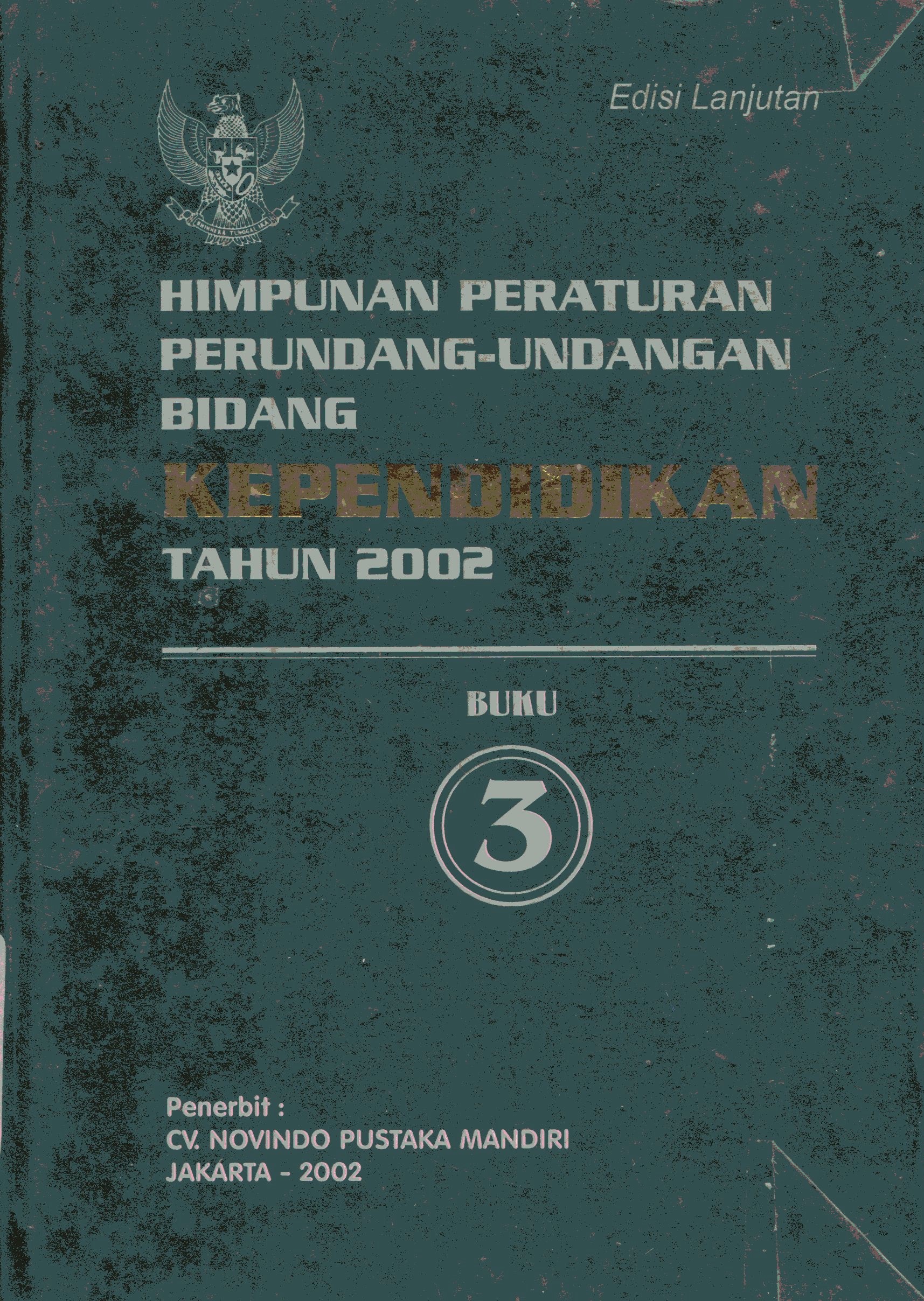 Cover Himpunan Peraturan Perundang-undangan bidang kependidikan tahun 2002 buku 3