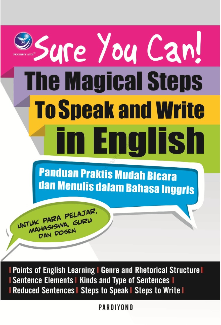 Cover Sure you can ! :  The magical steps to speak and write in english / Pardiyono
