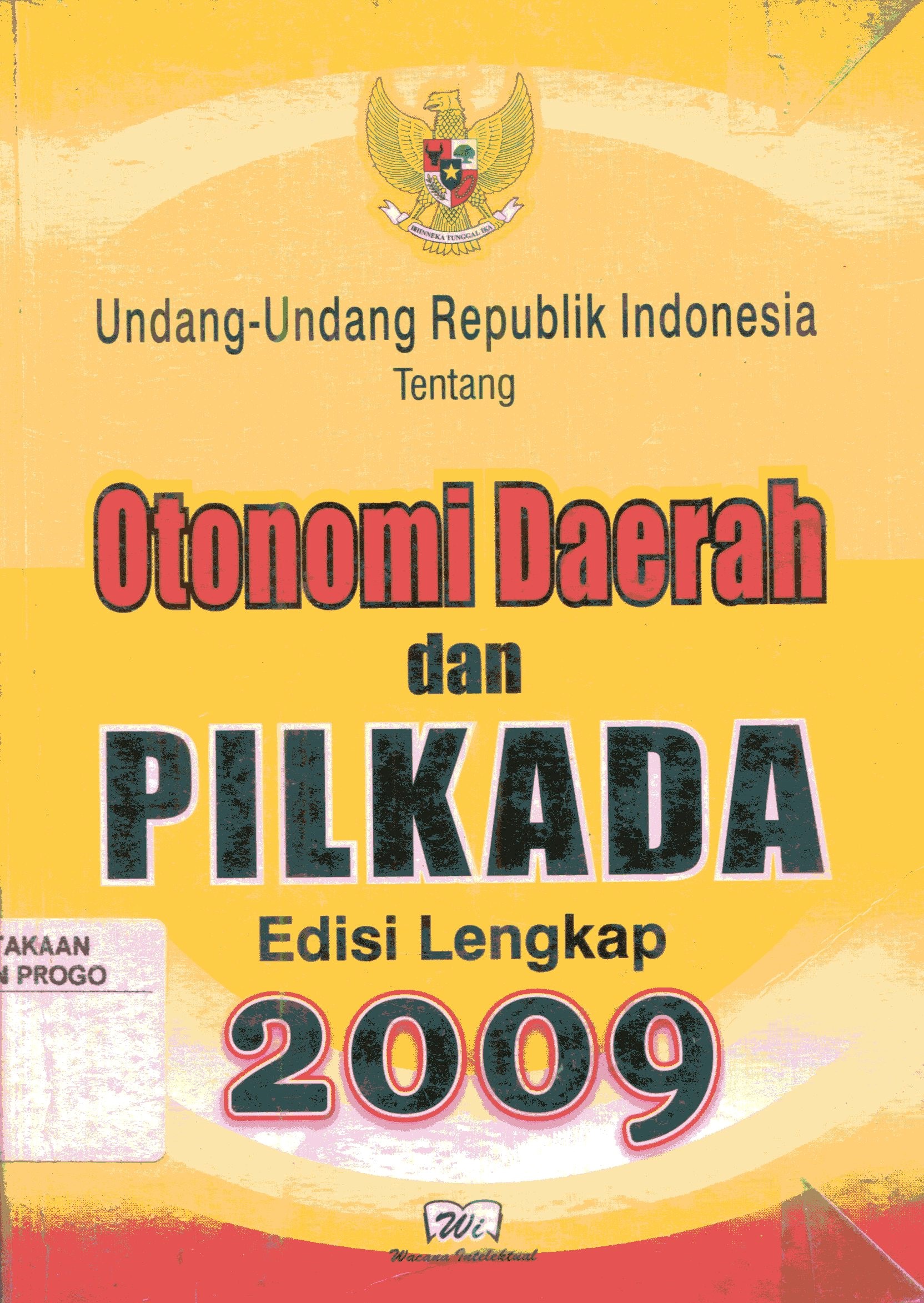 Cover Undang-undang Republik Indonesia tentang Otonomi Daerah