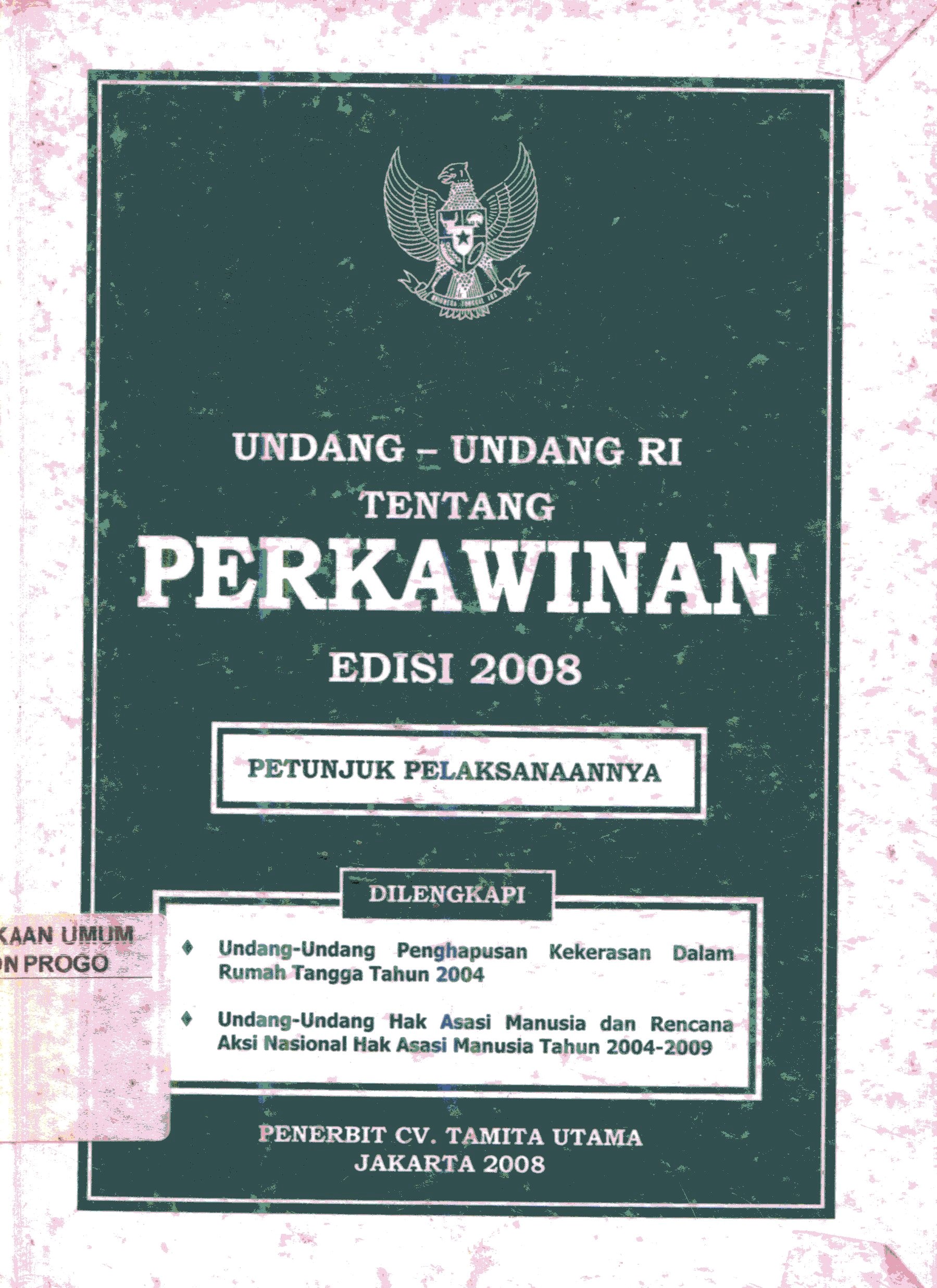 Cover Undang-Undang RI tentang Perkawinan edisi 2008