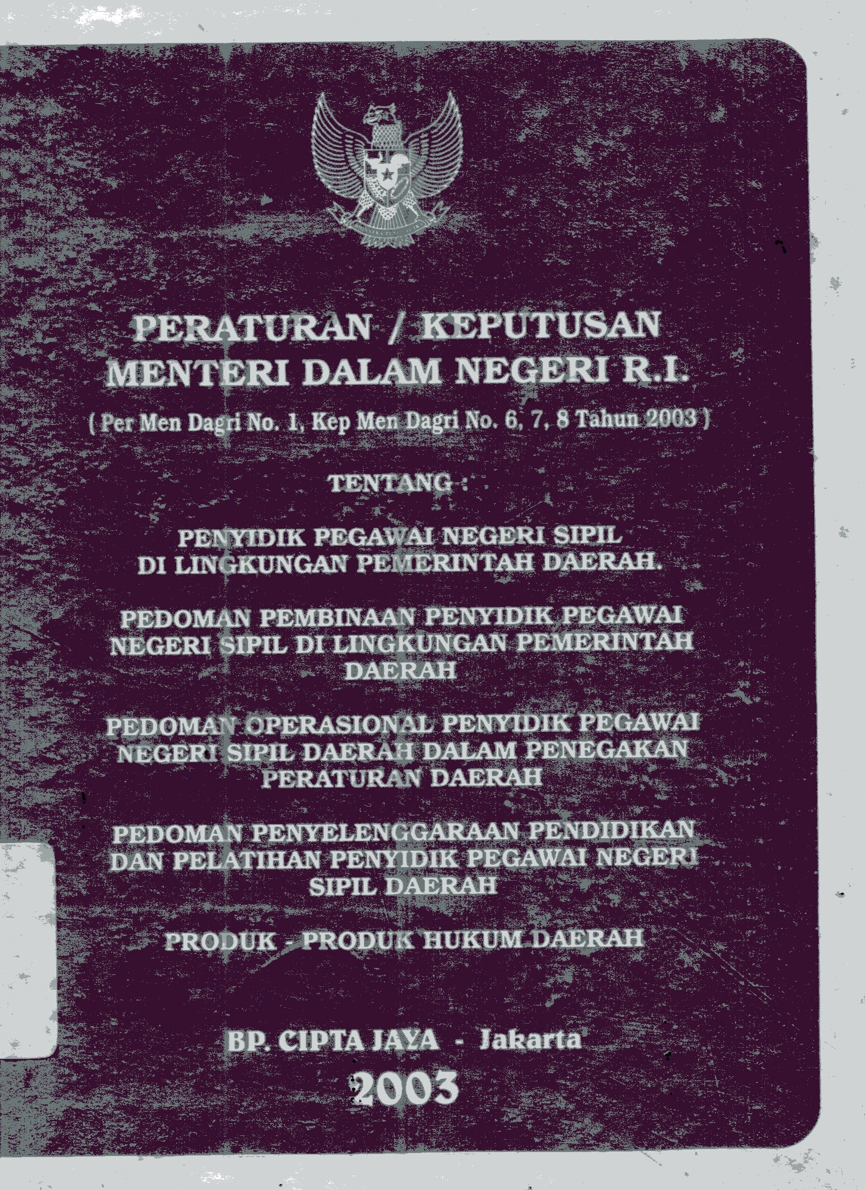 Cover Peraturan/keputusan menteri dalam negeri Republik Indonesia