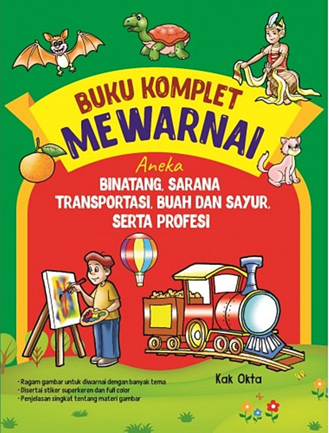 Cover Buku Komplet mewarnai, aneka binatang, saranan transportasi / Okta