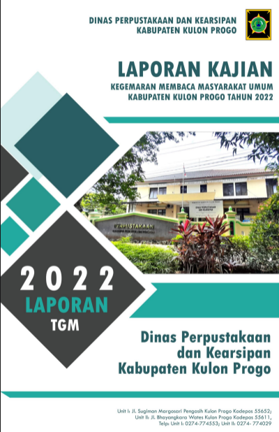 Cover Laporan Kajian Kegemaran Membaca Masyarakat Umum Kabupaten Kulon Progo / Tim Penyusun: Siti Nurhayati, Nurul fahmayanti, Dwi Jarwa, Rr Qodar Widayaningsih, Eka Wardhani S, Agustina Shintaningrum W
