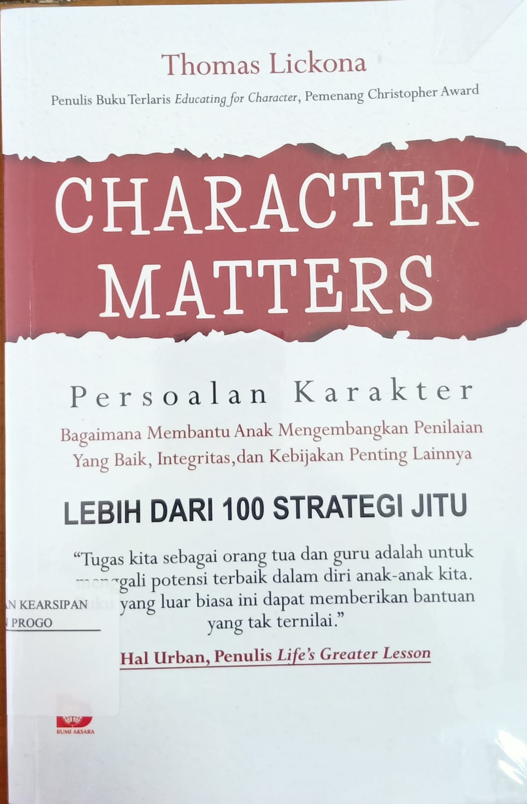 Cover Character Matters : Persoalan Karakter / Thomas Lickona
