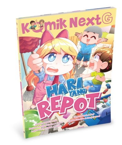 Cover Hari Yang Repot :  Komik Next G Volume 486 / Haulla Larasati, Nayyara Anindita Kireina,Layla Petra Anfield P, Ulima Karimah, Zanida Aishabilla; pengarang, Puja, Satrio, Siddiq, Desi Romy Hernadi; Komikus, Wiwit Pujiastuti; penyunting