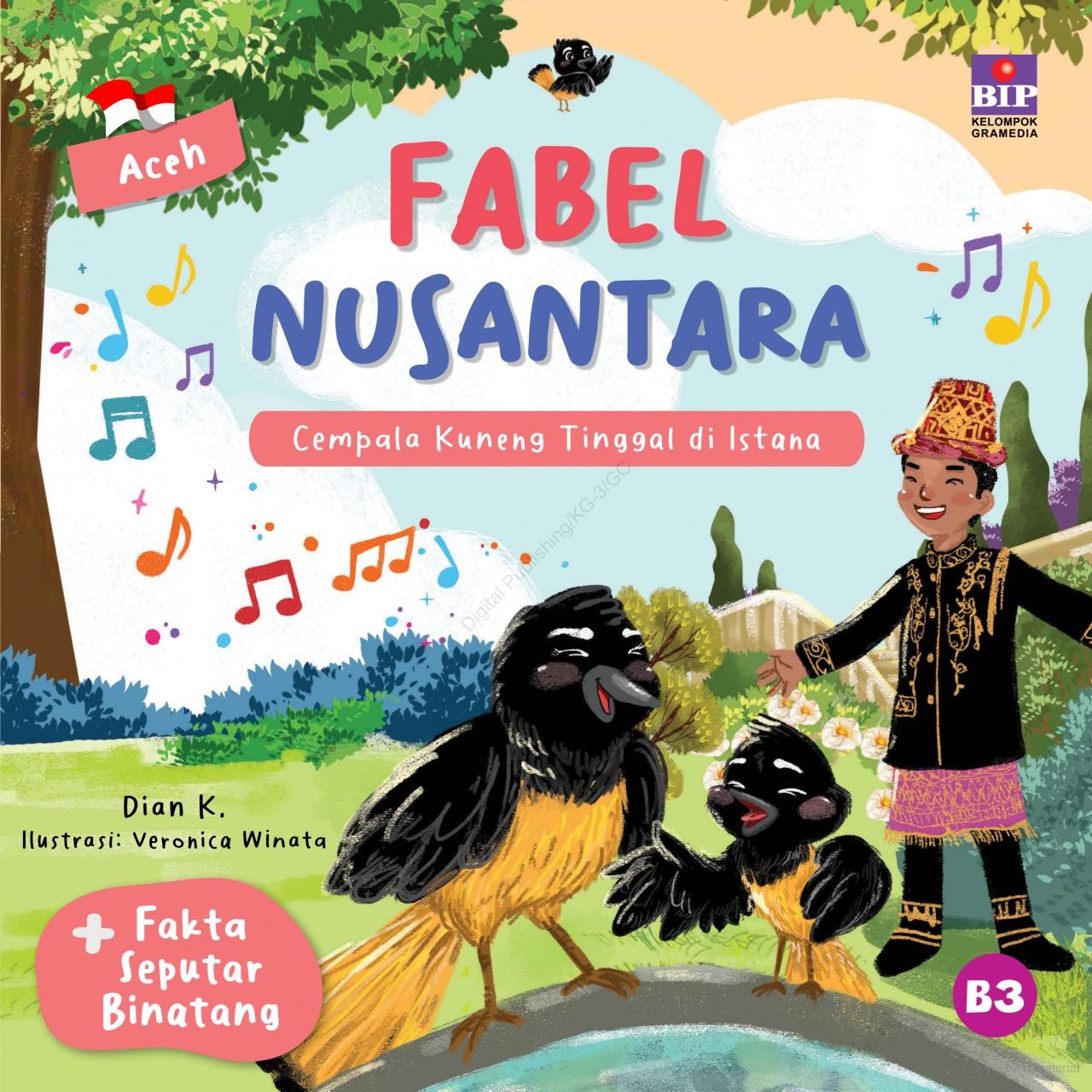 Cover Cempala Kuneng Tinggal di Istana :  Seri Fabel Nusantara Aceh / Dian K; Ilustrator, Veronica Winata; Editor, Irene Heni Indrasakti; Penyelaras akhir, Namira Putri Y; Desainer, Astrid Arastazia dan Astried Maulidya