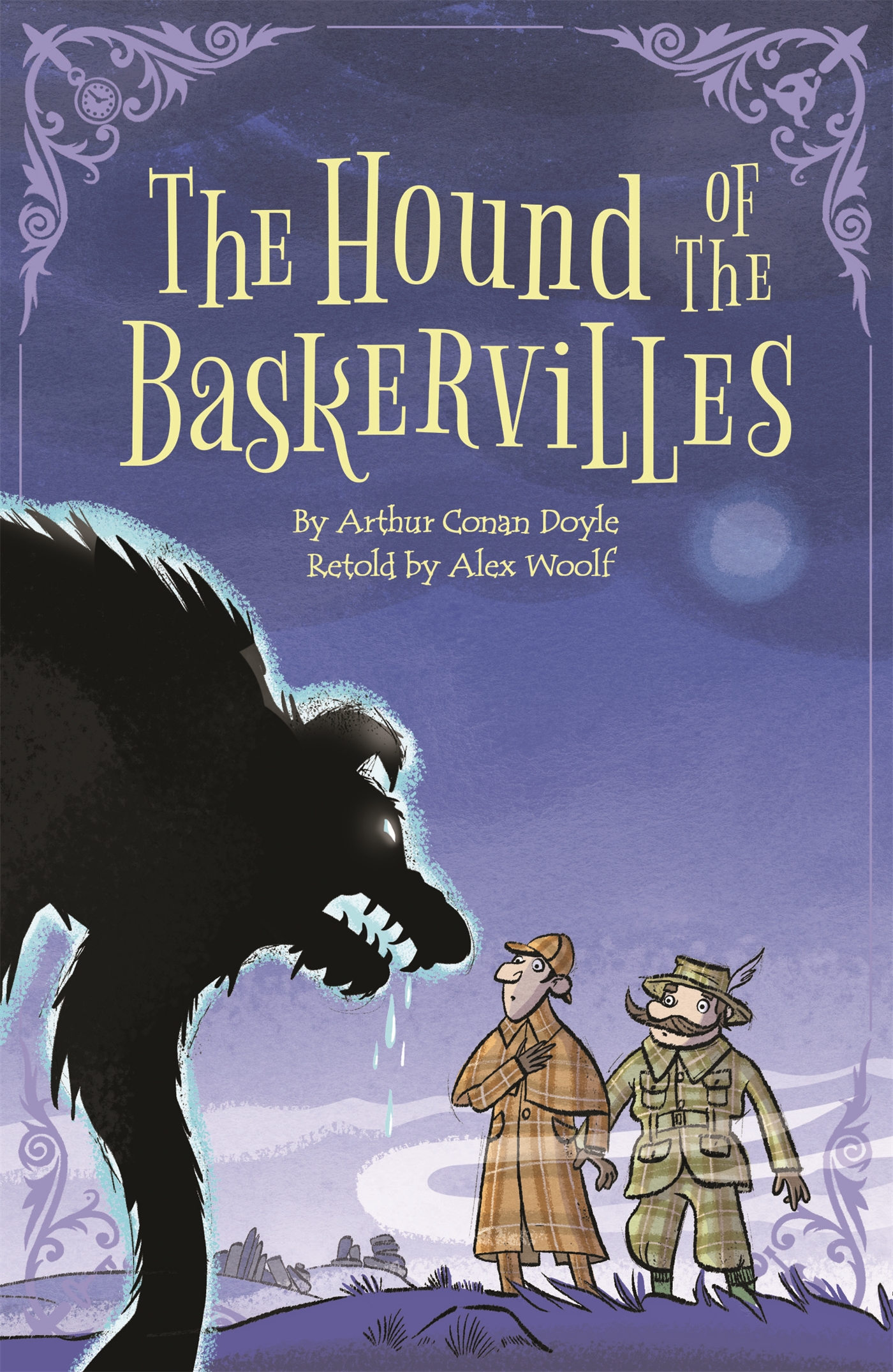 Cover The Hound of the Baskervilles :  Sherlock Holmes / Arthur Conan Doyle, Alex Woolf; Ilustrator, Alex Peterson, Eve O'Brien; Penyunting, Susie Rae, Aprilia Ramadhani