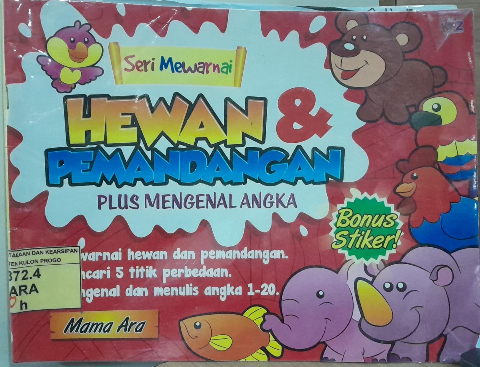 Cover Seri Mewarnai :  Hewan & Pemandangan plus Mengenal Angka / Ara
