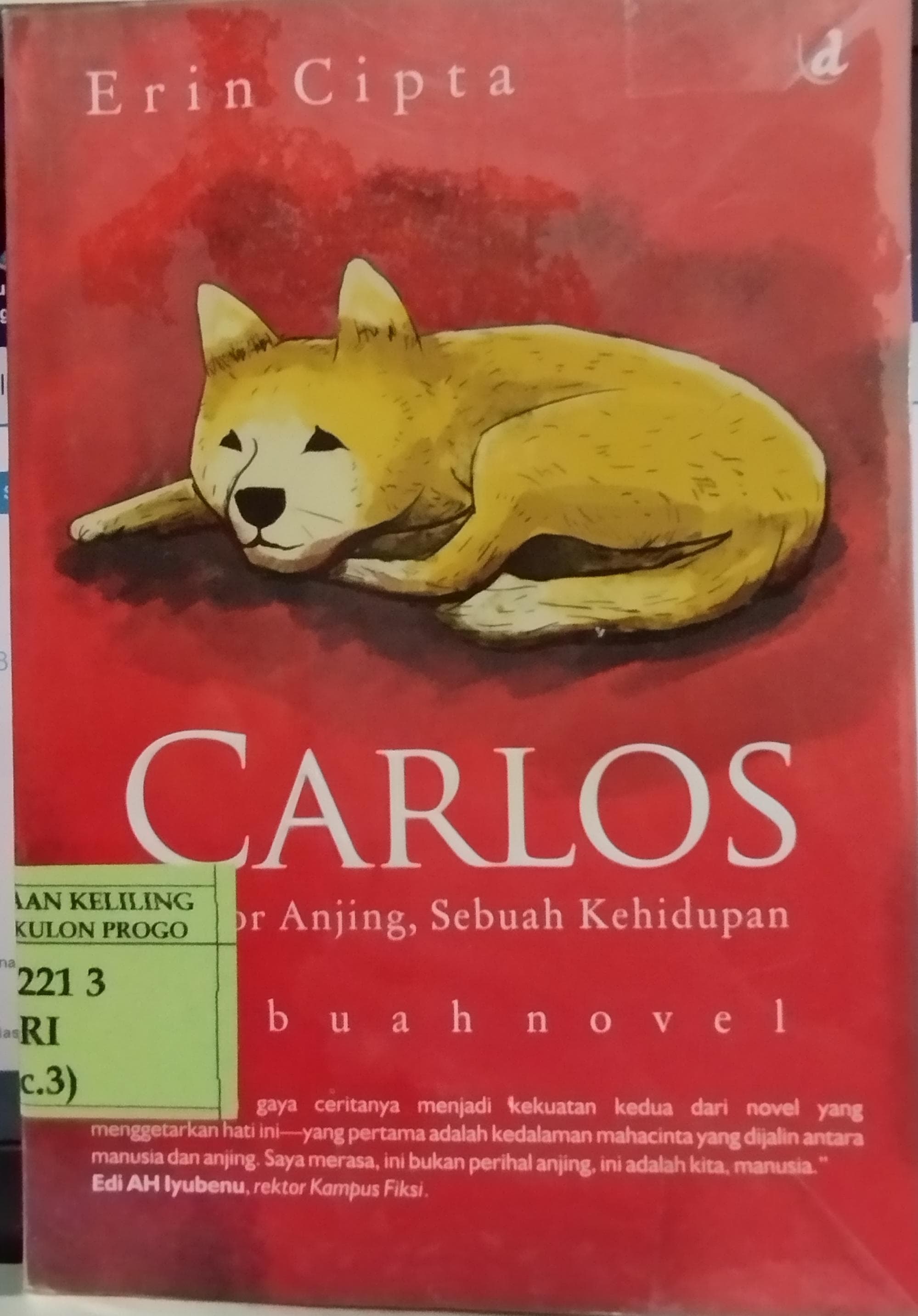 Cover Carlos :  Seekor Anjing, Sebuah Kehidupan / Erin Cipta