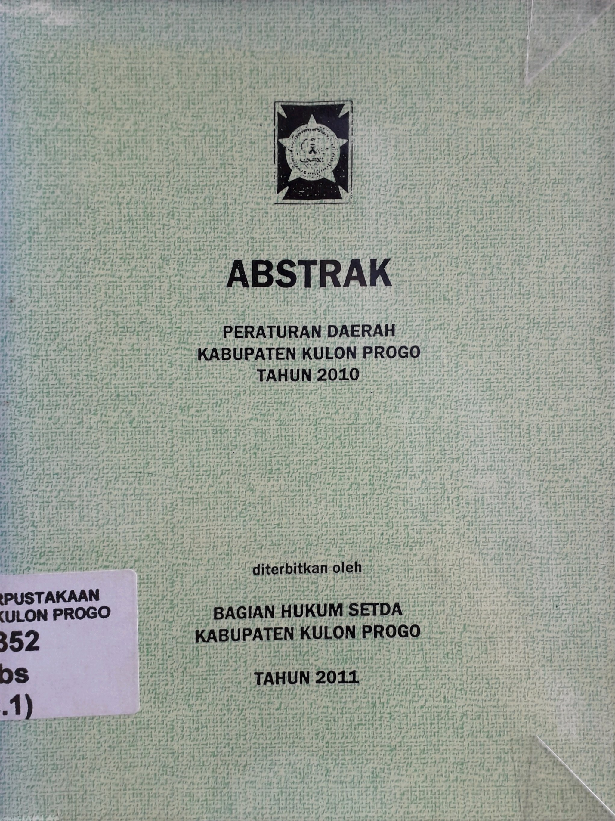 Cover Abstrak Peraturan Daerah Kabupaten Kulon Progo tahun 2010