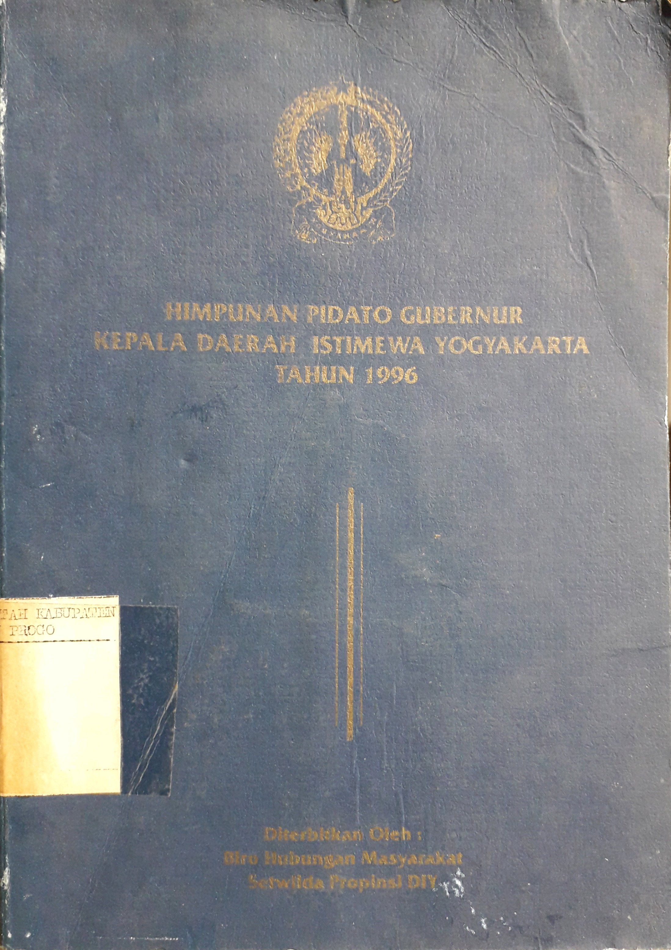 Cover Himpunan pidato gubernur kepala daerah istimewa Yogyakarta Tahun 1996