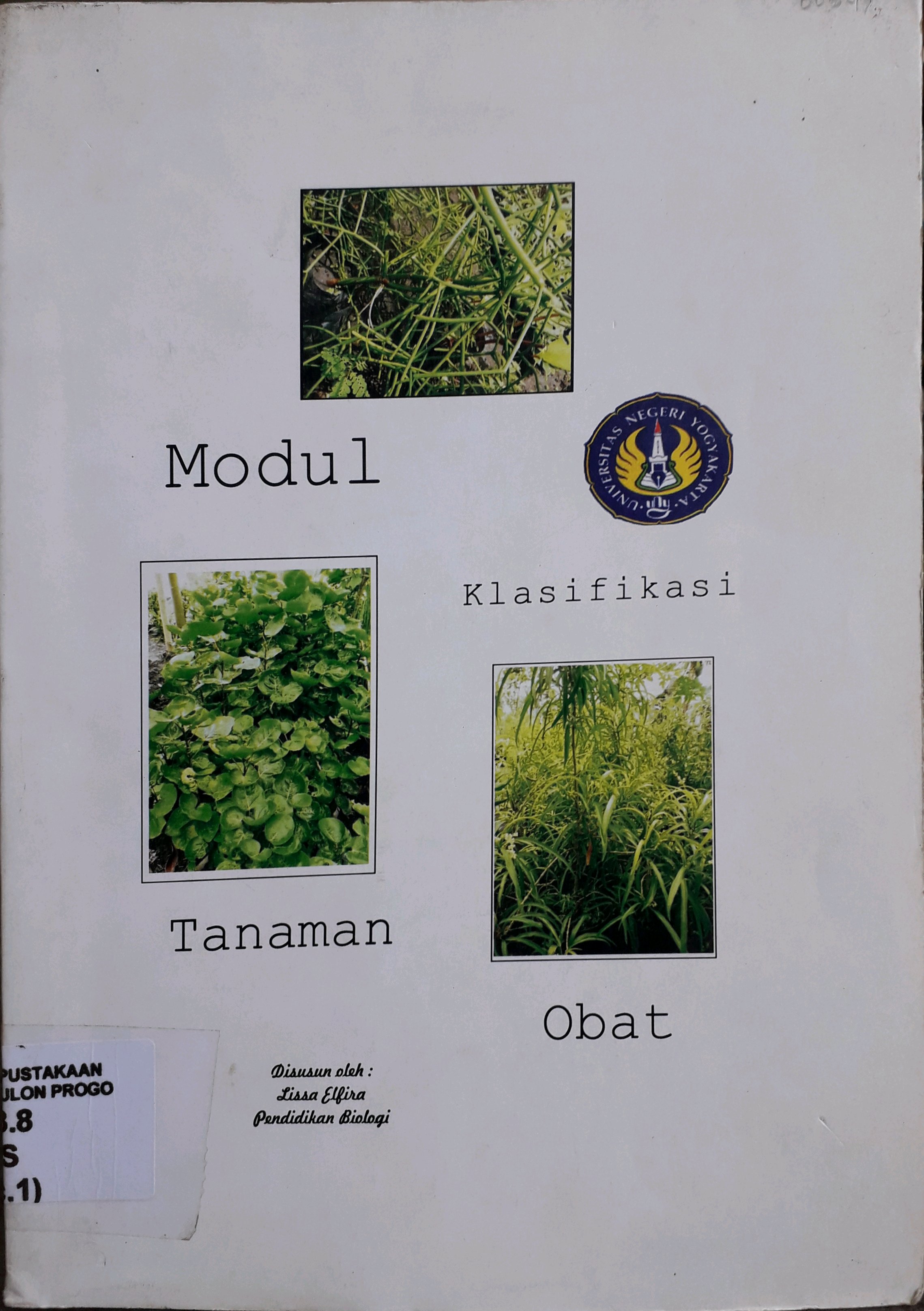 Cover Modul Klasifikasi Tanaman Obat / Penulis, Lissa Elfira