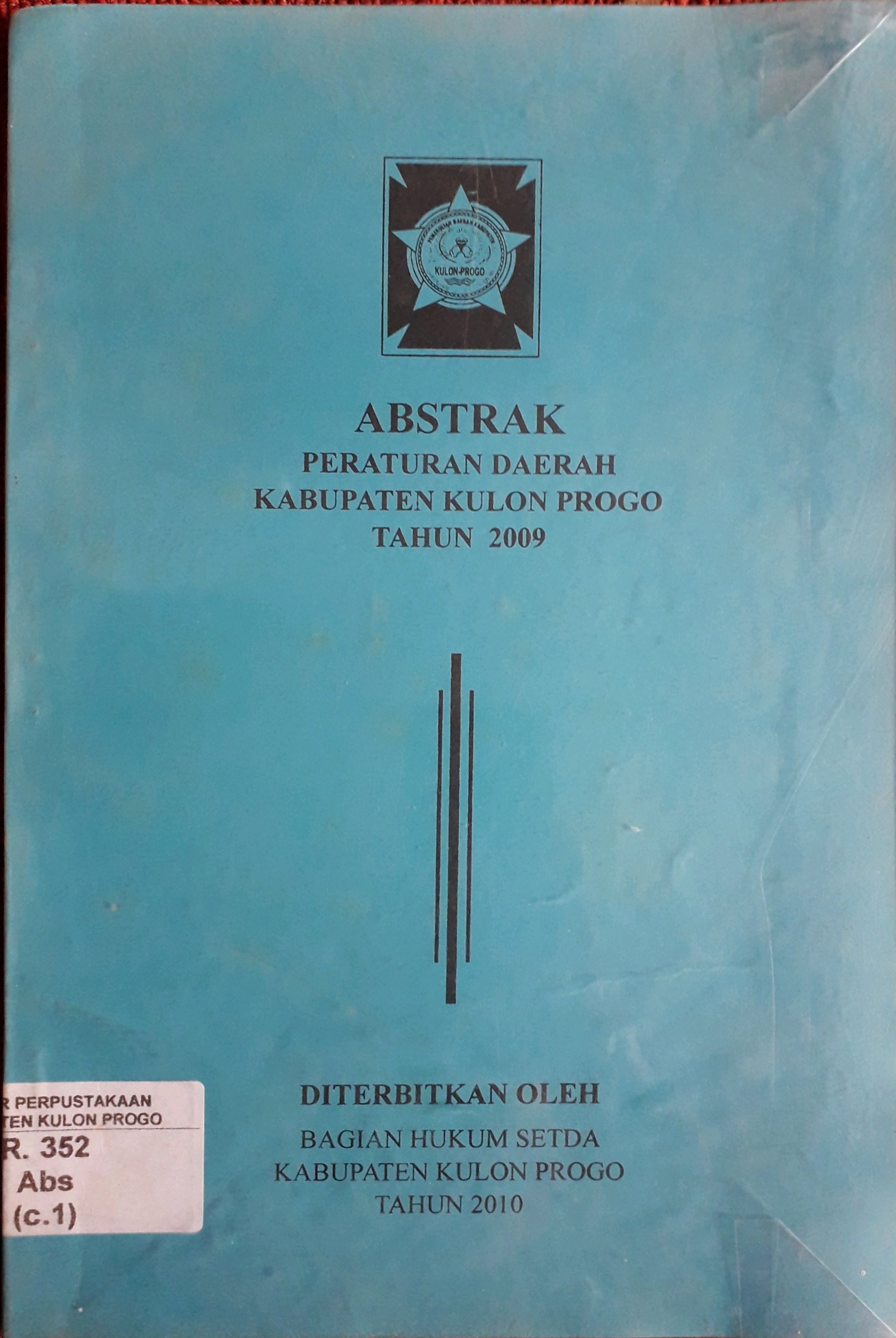 Cover Abstrak Peraturan Daerah Kabupaten Kulon Progo tahun 2009