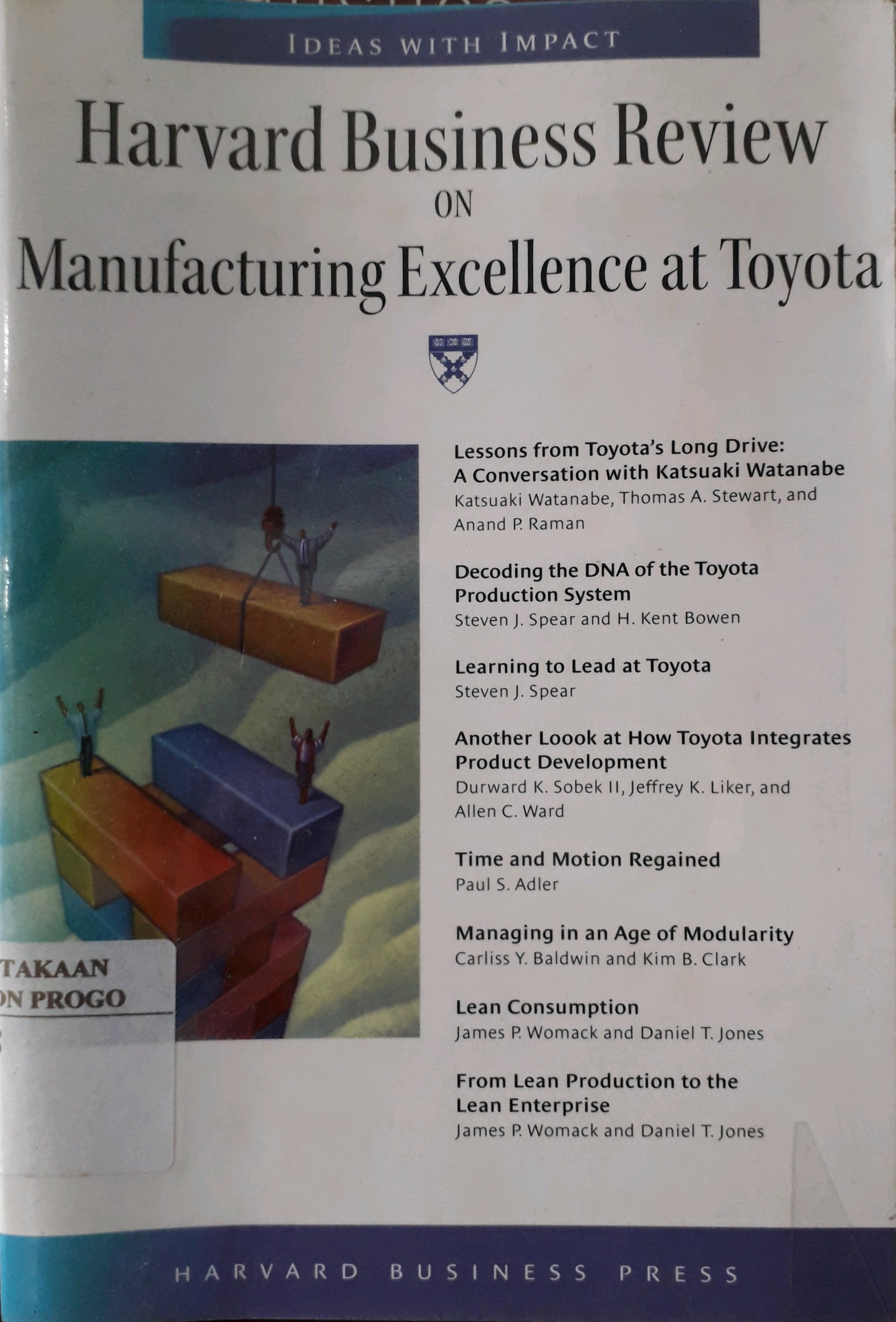 Cover Harvard business review on Manufacturing Excellence At Toyota