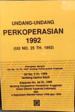 Cover Undang-undang perkoperasian 1992 (UU No. 25 Th. 1992) / Tim