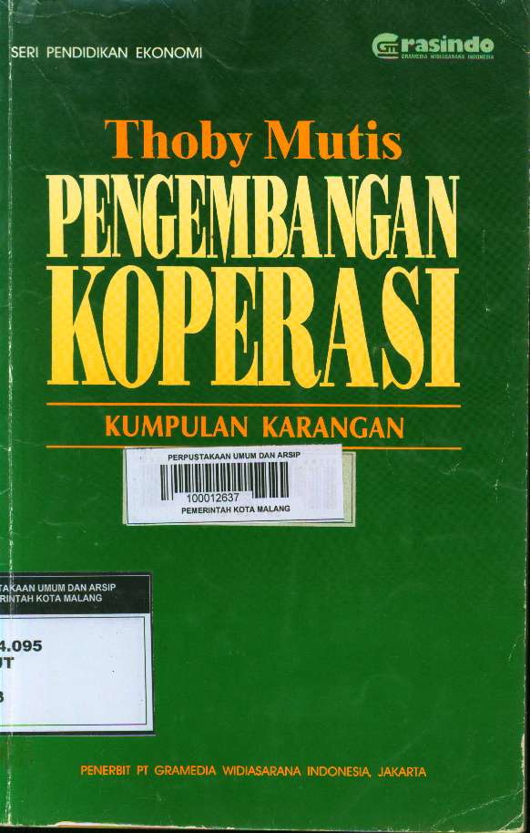 Cover Pengembangan koperasi, kumpulan karangan / Penulis, Thoby Mutis