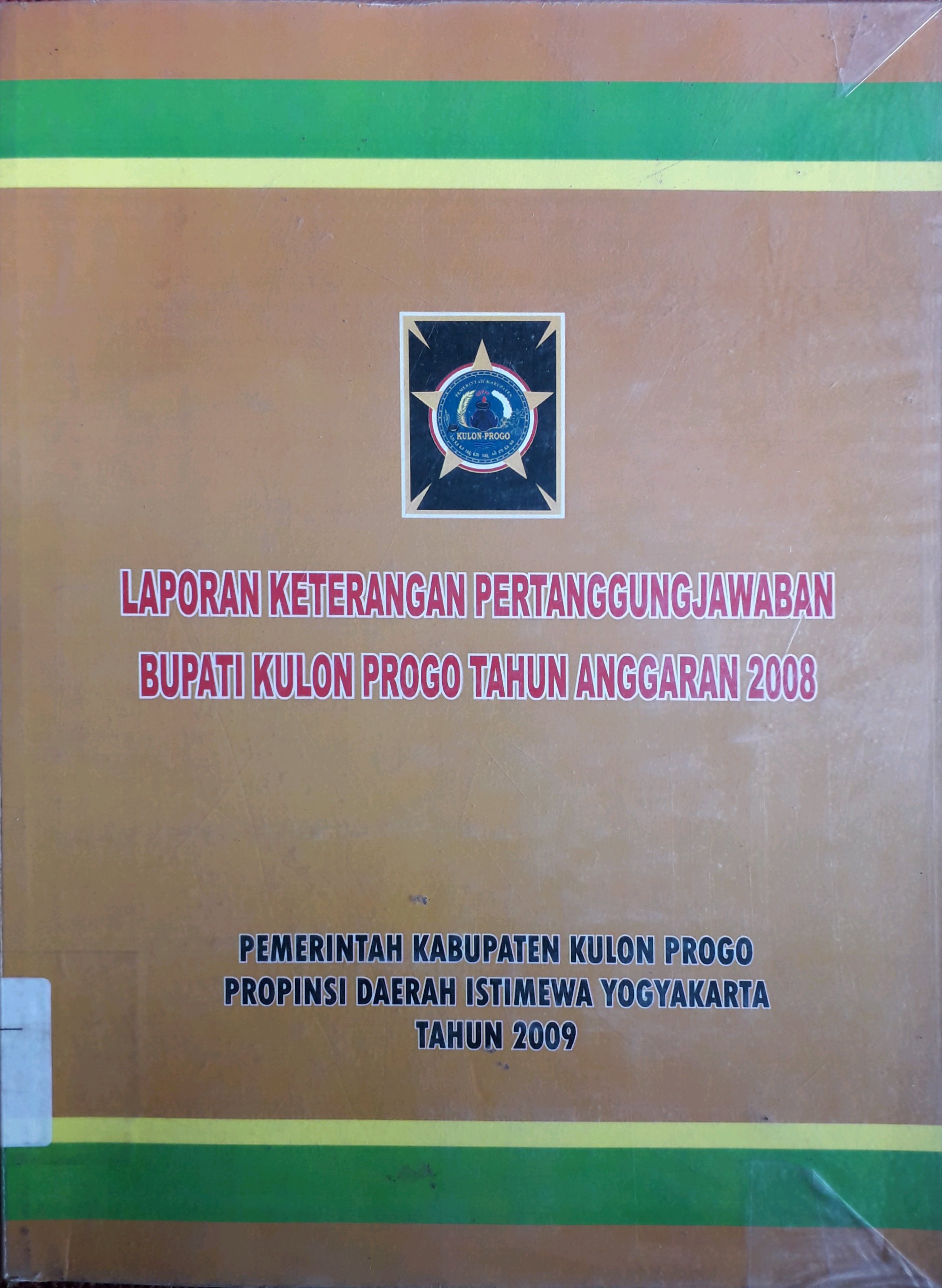 Cover Laporan Keterangan Pertanggungjawaban Bupati Kulon Progo tahun anggaran 2008