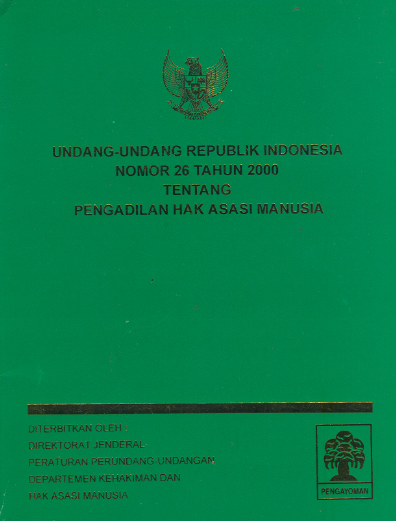 Cover UU RI Nomor 26 Tahun 2000 tentang pengadilan hak asasi manusia